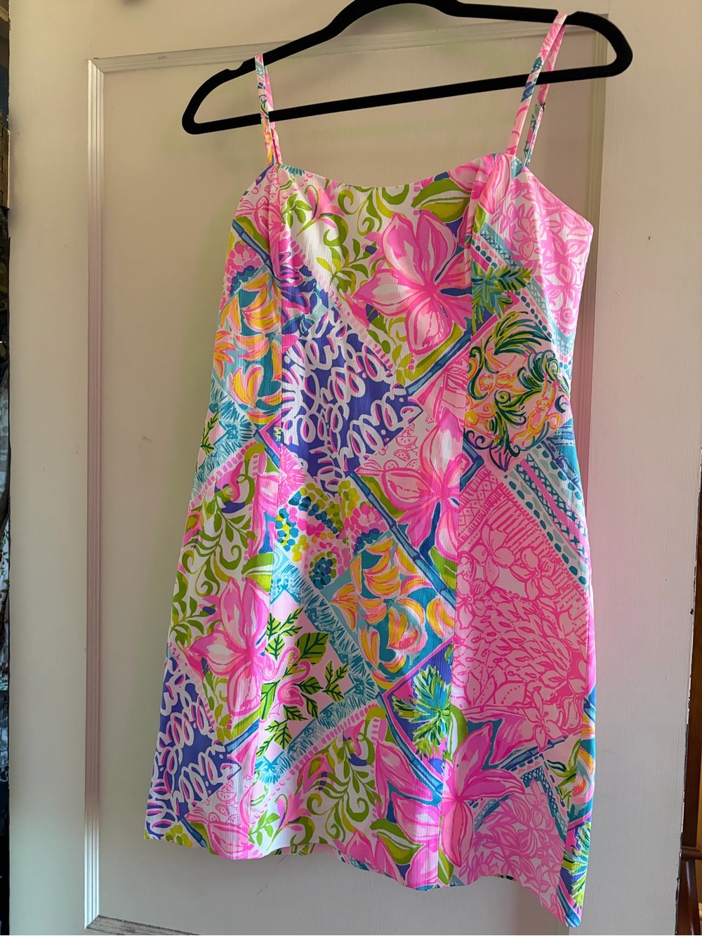 Lilly Pulitzer Size 4 Pink Tropical Print Spaghetti Strap Shift Dress